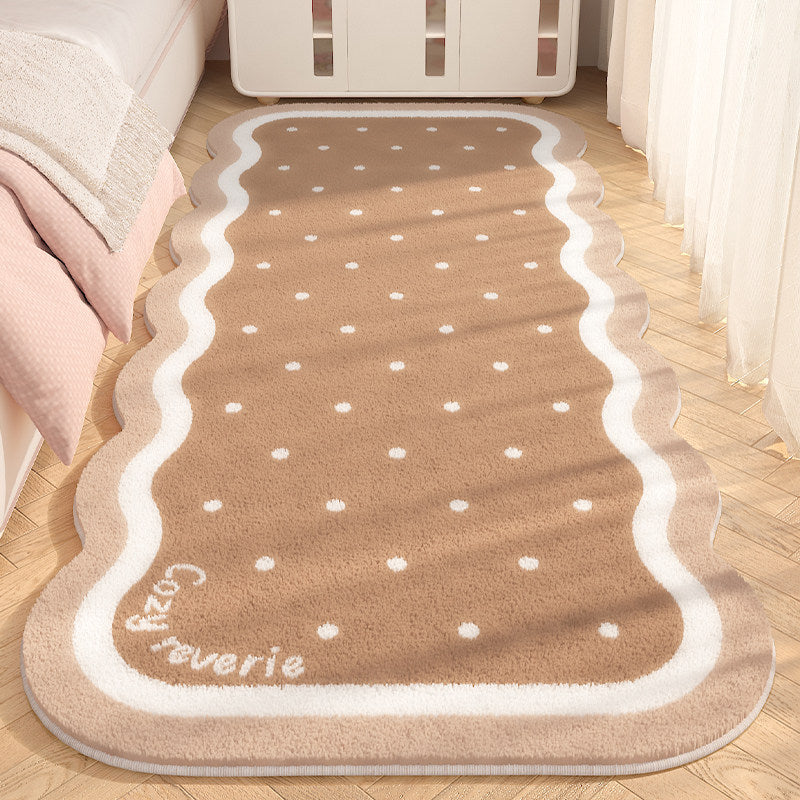 Gingerbread Cookie Shaped Christmas Rug for Kids Rooms | Soft Plush Synthetic Pile | Mocha, Cream, Blue or Pink