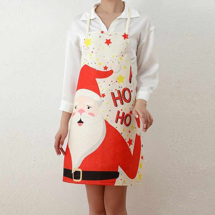 Xmas Aprons with a Santa Face and Belt Buckle Print | Adjustable Neck Strap and Long Waist Ties | Wipe-Clean Fabric, 4 Designs