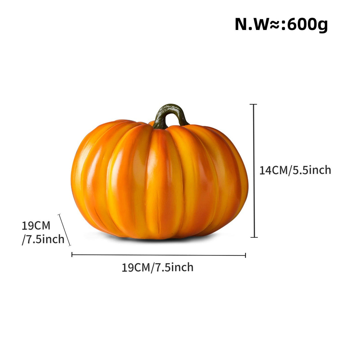 Halloween Pumpkin Decorative Figure | Available in Orange | Stands on Shelves, Mantels, and Side Tables