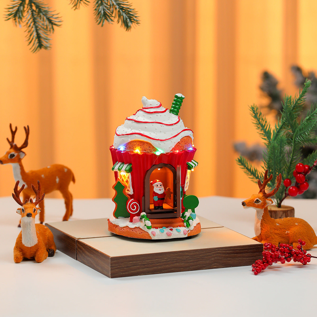 Christmas Village House with LED Lights | Candy and Mushroom Cottage Designs | Lit Tabletop Holiday Decoration
