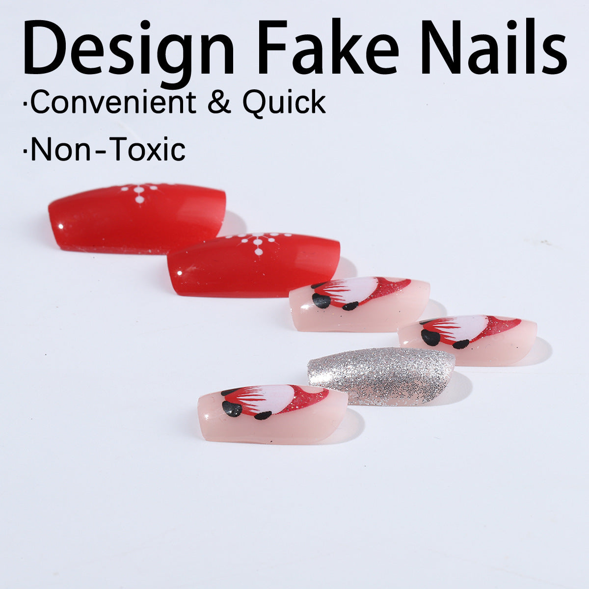Christmas Fingernails with Snowflake Designs | Festive Press On Nail Art Set | Easy Winter Manicure for Holiday Parties