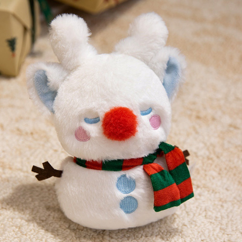 Plush Snowman Christmas Table Decor with Scarf and Felt Branch Arms | Embroidered Face, Round Base | Mantel Decorations