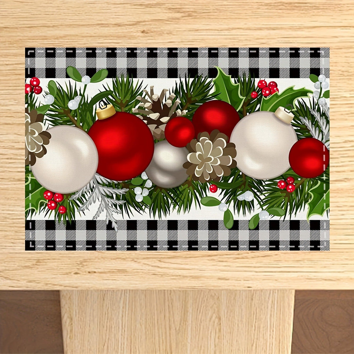 Festive Christmas Kitchen Rug with Holiday Print | Non-Slip Indoor Mat, Easy to Wipe Clean | Seasonal Floor Decor for Sinks