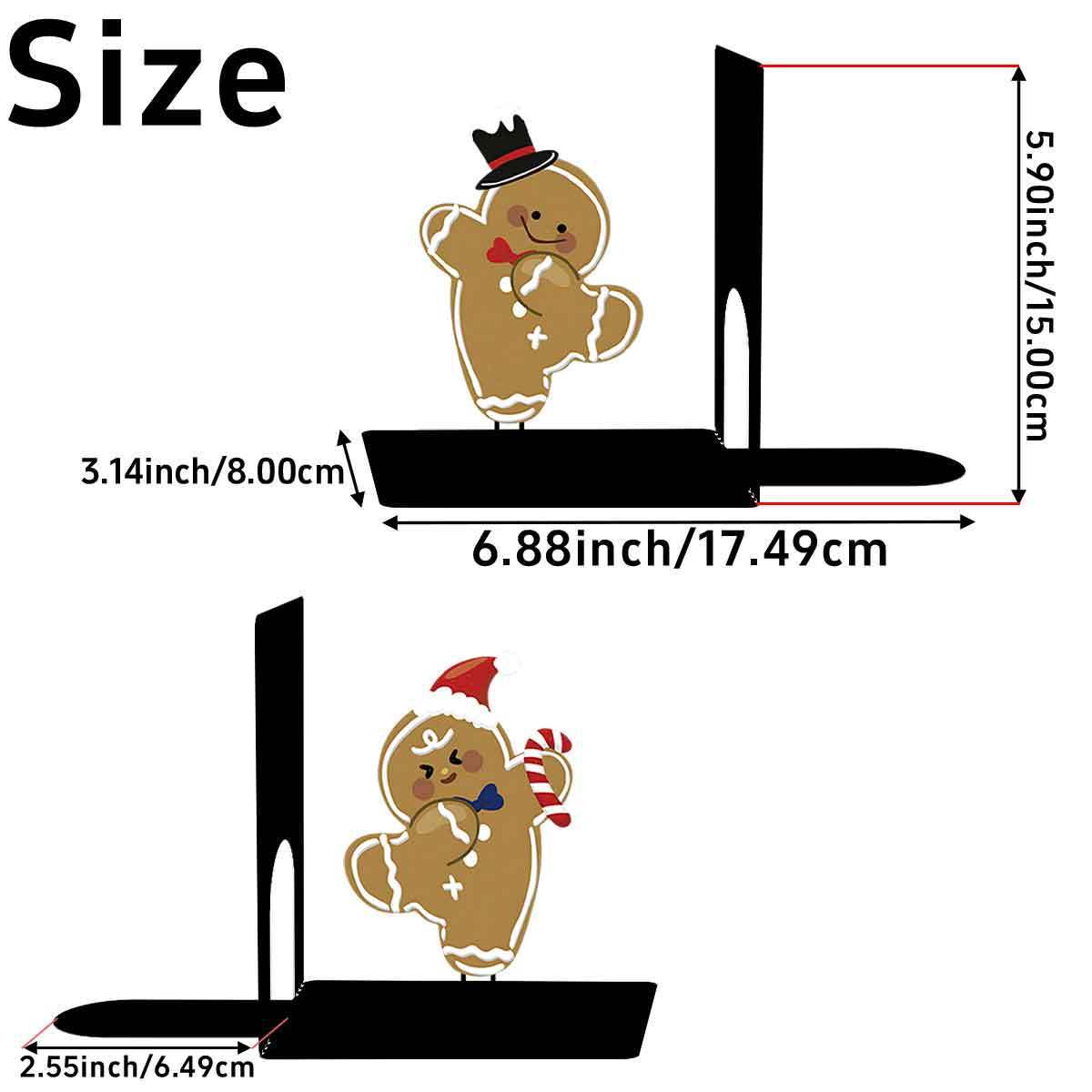 Gingerbread Bookends for Shelves and Desks | Festive Christmas Decor with Cheerful Figures | Xmas Decorations Indoor