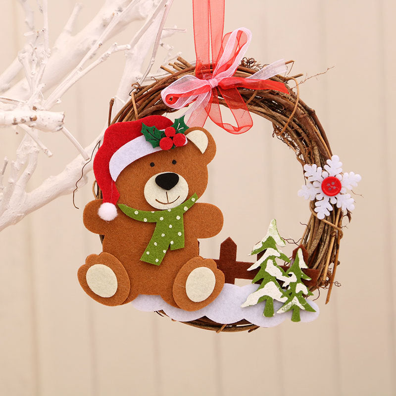 Christmas Wreath with a Felt Snowman on a Natural Twig Ring | Ribbon Hanger for Indoor or Outdoor Use | 4 Character Designs