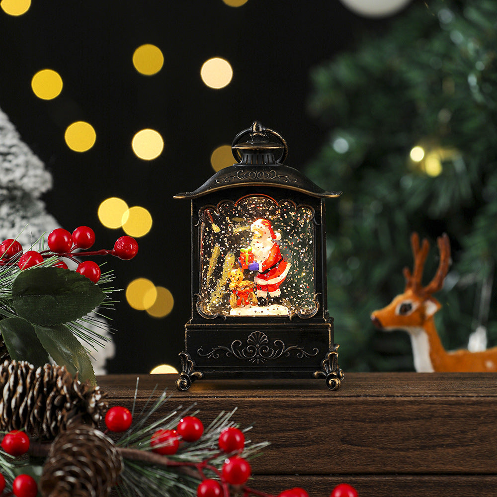 Christmas Snowman Lantern with a Glitter Filled Dome | Battery Powered, No Cables Needed | Warm LED Glow for Mantel Decor