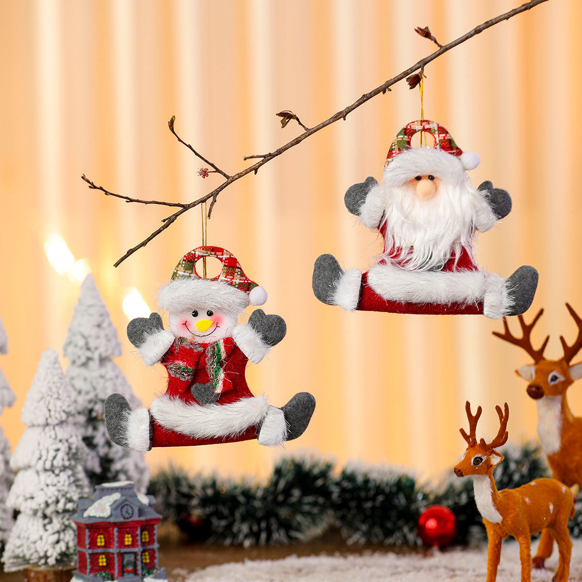 Felt Santa Ornaments with Fine Detailing | Soft Feel and a Hanging Loop | Christmas Tree, Wreath and Table Decorations