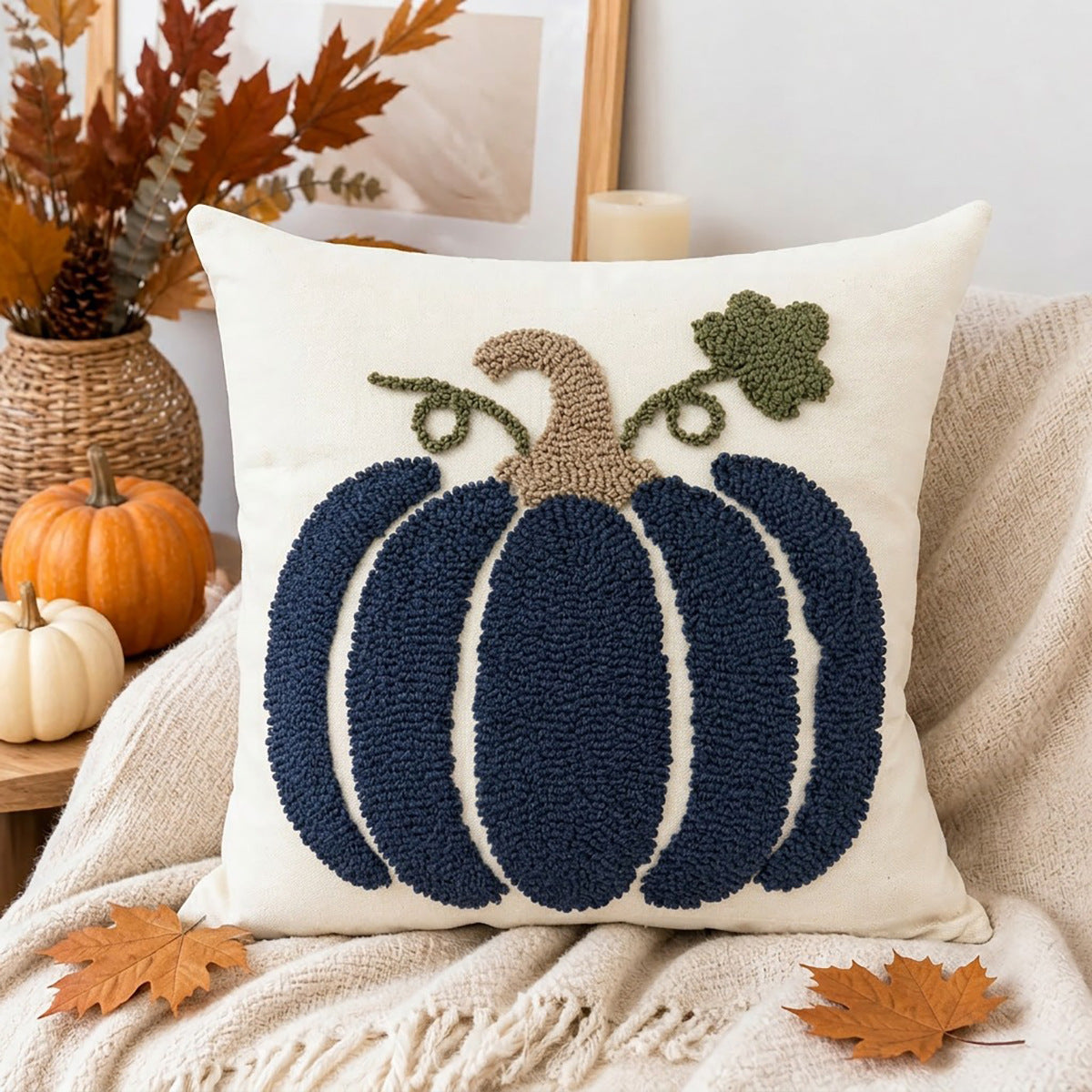 Halloween Pumpkin Throw Pillow | Available in 8 Colors and 2 Sizes | Plush Accent for Sofas, Chairs, and Beds