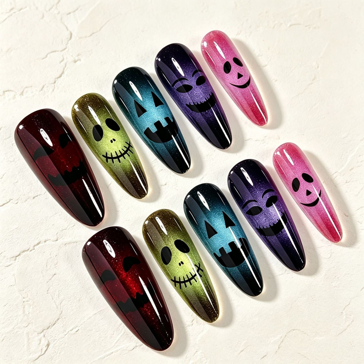 Halloween Glitter Press-On Nails | Available in Blue, Nackt | Glue-Free Application in Minutes for Parties and Nights Out