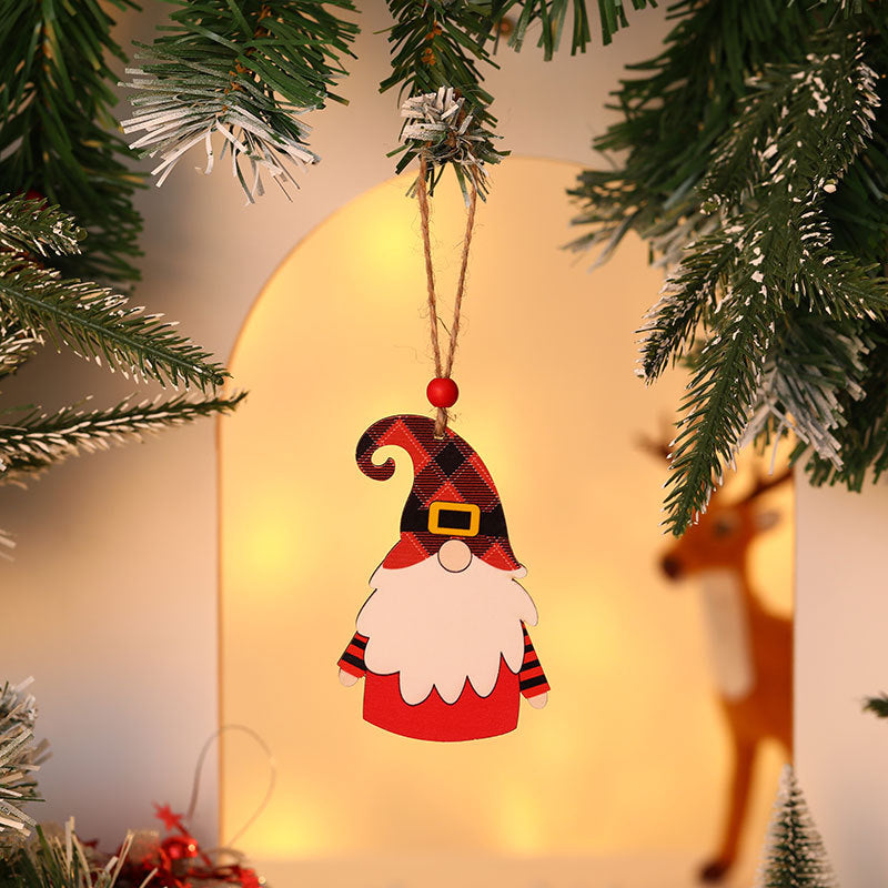 Wooden Gnome Christmas Ornaments Holding a Tree and Gift | Sturdy String Loop for Hanging | Compact Festive Decorations
