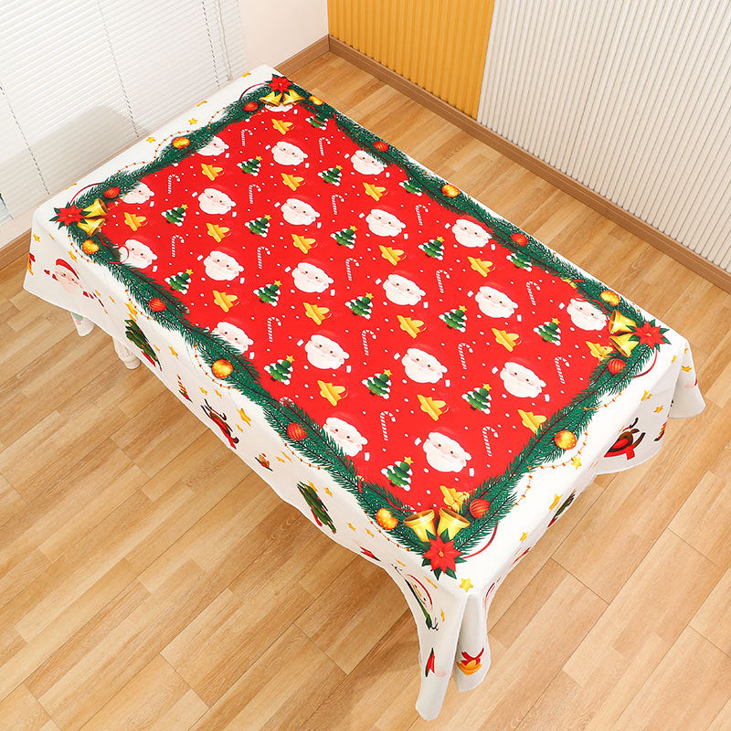 Christmas Tablecloth with Santa Figures and Festive Lettering | Stain-Resistant Fabric, Wipe or Machine Wash | 7 Designs