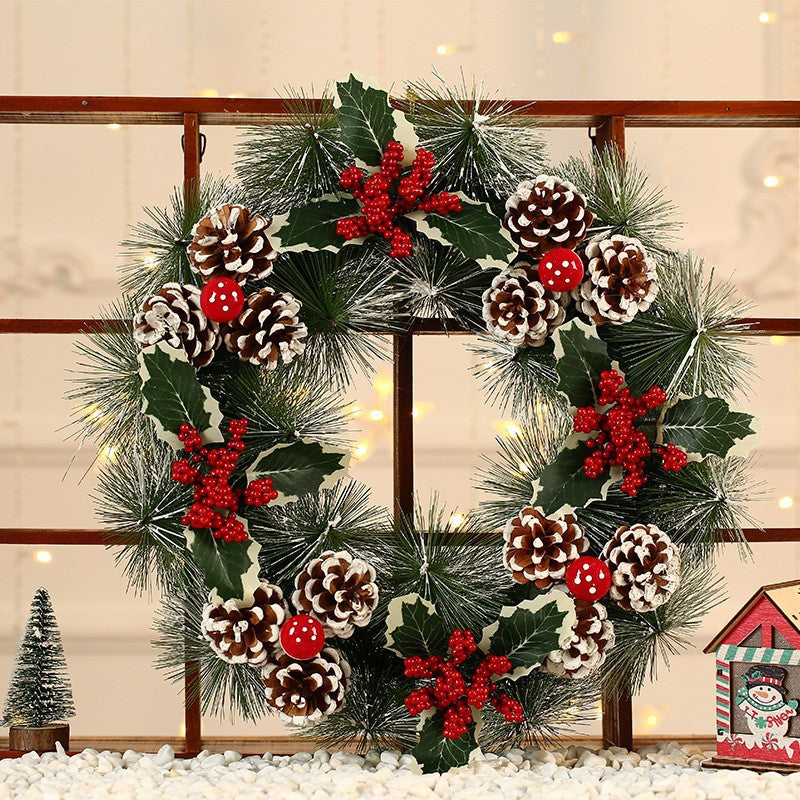 Christmas Wreath in Jute with Pinecones and Artificial Berries | Bow Detail and a Sturdy Hanging Loop | 5 Styles