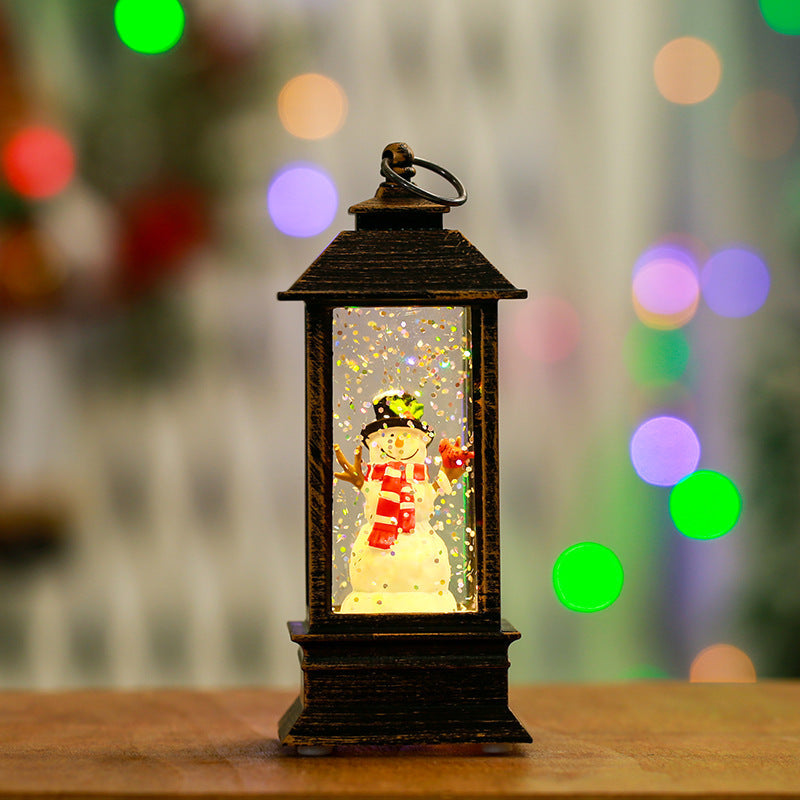 Light Up Snowman Lantern with Hat, Scarf and Sparkling Glitter | Battery Powered for Cable Free Placement | Warm Christmas Glow