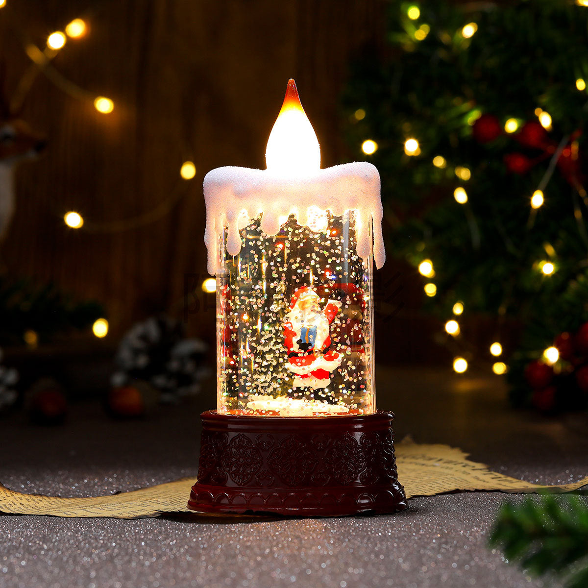 Telephone Box Christmas Decorations with a Snowman Scene | Battery Powered Lantern for Indoor or Outdoor Use | Warm Snowy Glow