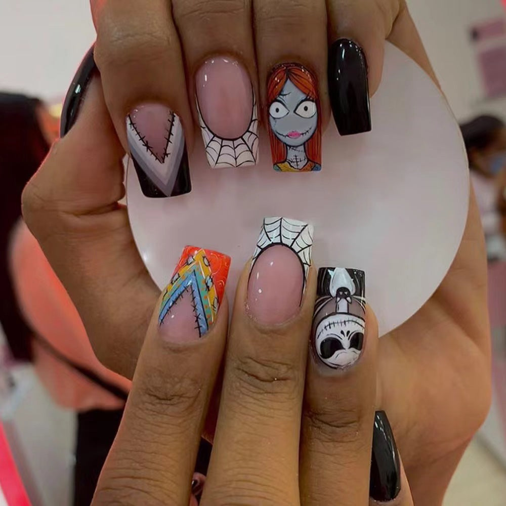 Halloween 3D Press-On Nails | Available in Blue, Yellow | Glue-Free Application in Minutes for Parties and Nights Out