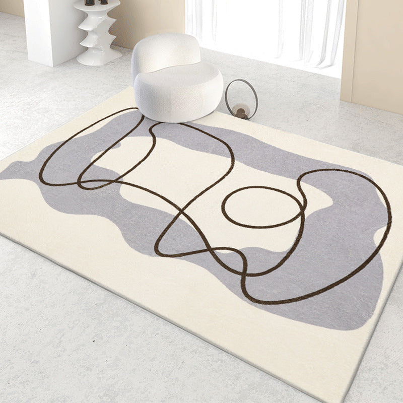 Black and White Abstract Area Rug with a Soft Pile | Four Sizes, 31 x 47 to 55 x 79 in | Easy to Vacuum