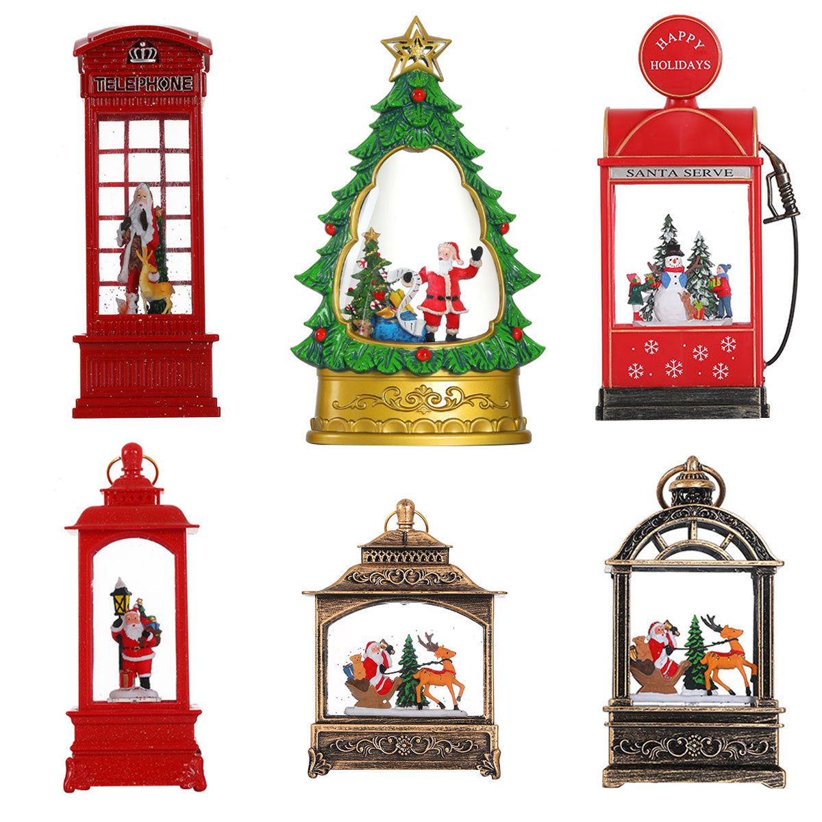 Musical Christmas Lanterns with a Santa and Reindeer Scene | Plays Classic Holiday Melodies | 12 in Tall Painted Tabletop Light