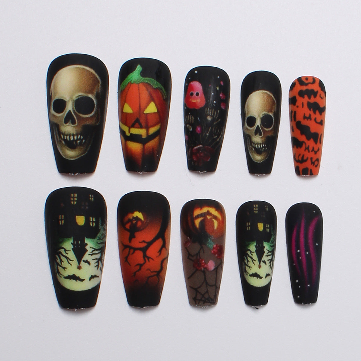Halloween Press-On Nails | Available in White | Glue-Free Application in Minutes for Parties and Nights Out