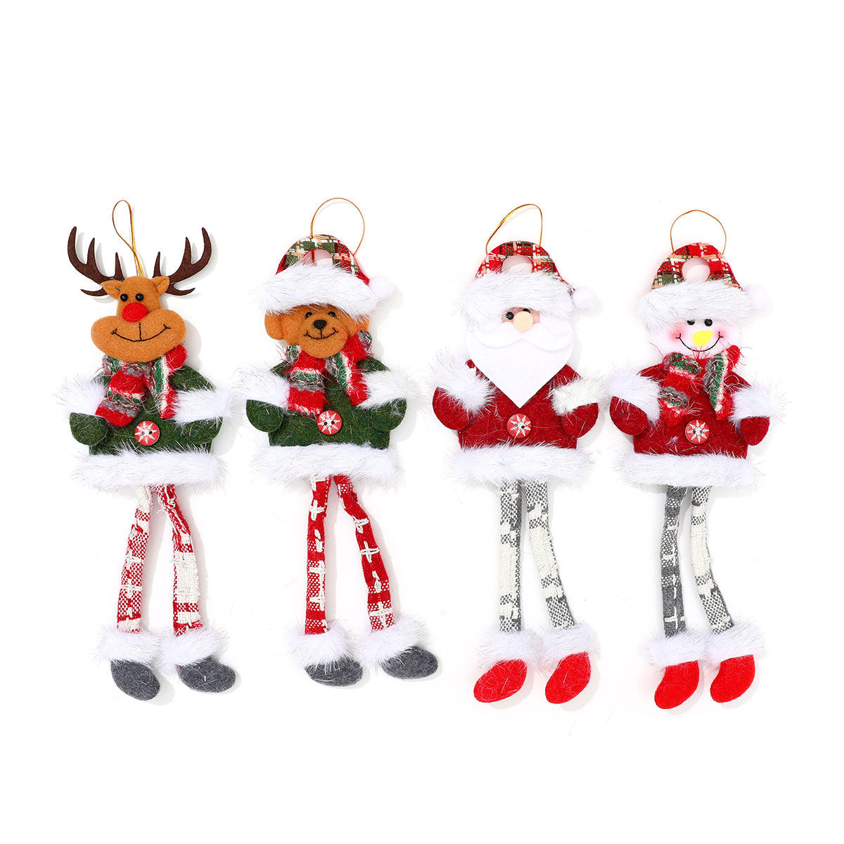Hanging Santa Doll Ornaments for the Christmas Tree | Fluffy Hat and Cheerful Face | Durable Build for Doorways