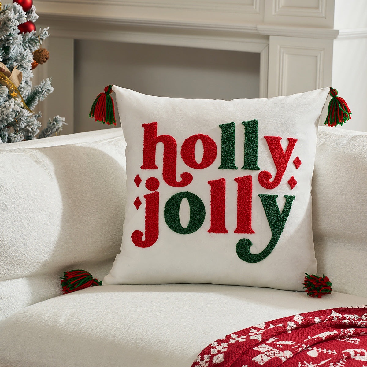 Christmas Living Room Throw Pillow Cover with Deer Silhouette | Removable Case with Discreet Zipper | 42 Designs, 17.72 x 17.72 in