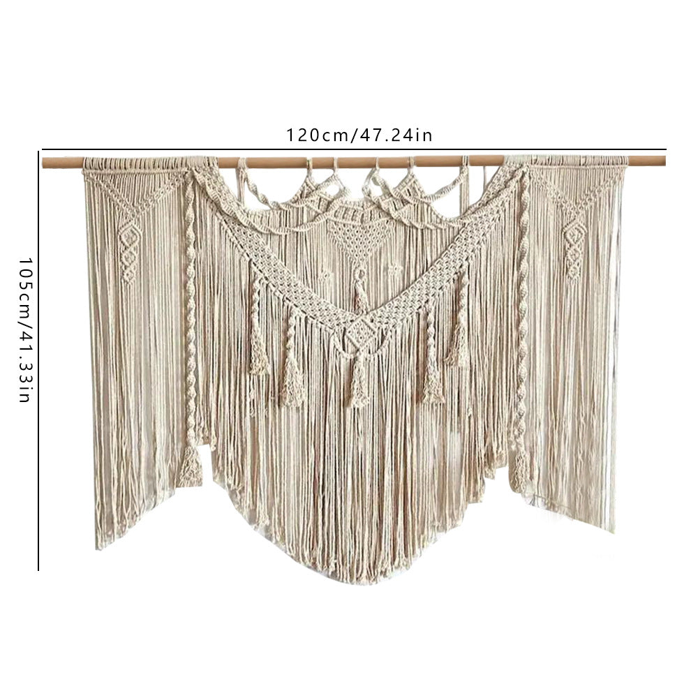 Handmade Macrame Wall Decor with Wooden Dowel | Large Boho Panel for Living Room and Bedroom | One Size