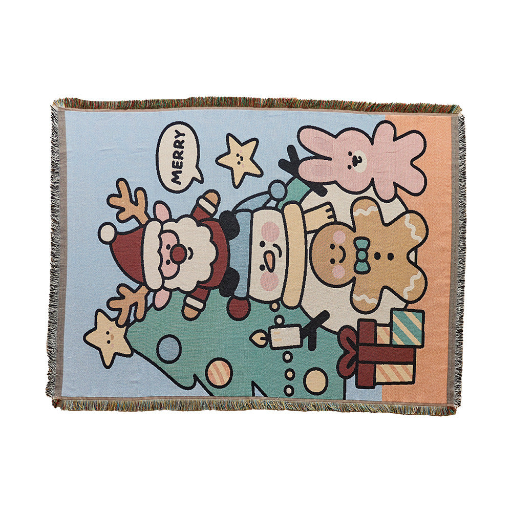 Christmas Blanket with Santa, Snowmen and Gingerbread | Soft Warm Throw for Sofa or Bed | Machine Washable, Five Designs