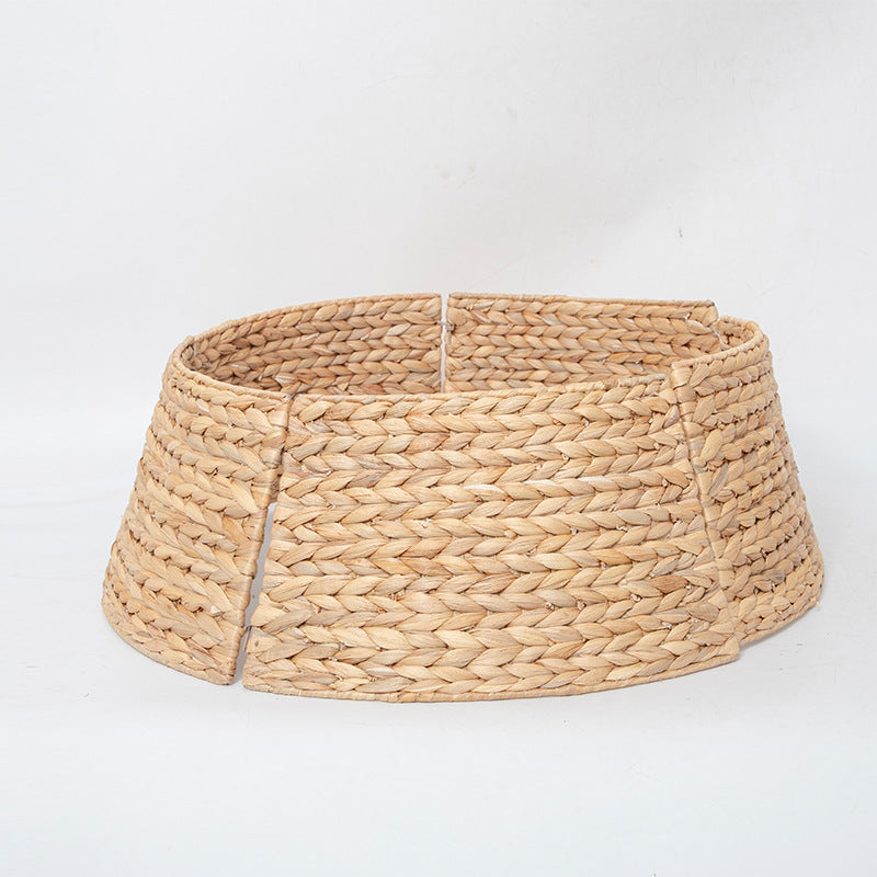 Woven Christmas Tree Stand Cover in Natural Fibres | Rustic Xmas Basket for the Base in Red or Green | Festive Decor