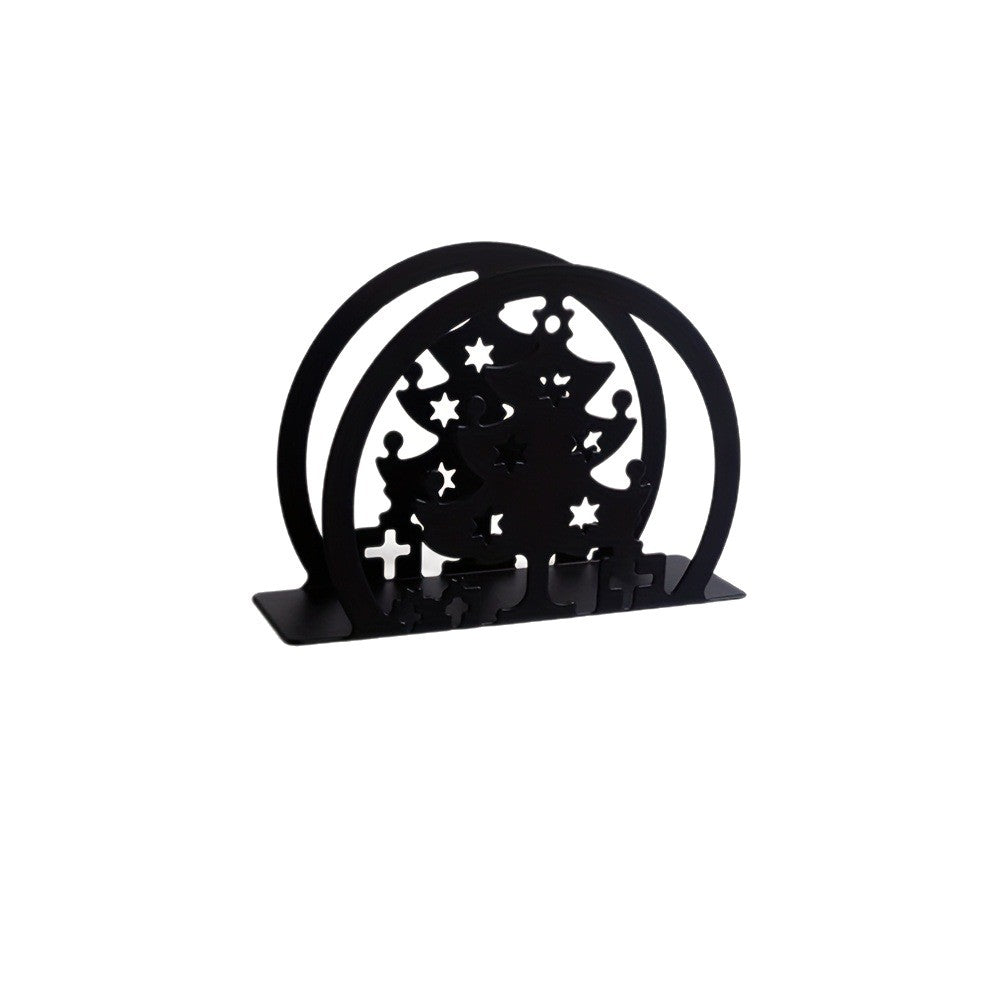 Decorative Christmas Tree with Star Cutouts in Metal | Tabletop Xmas Decor for Mantel and Shelf | Festive Table Decorations