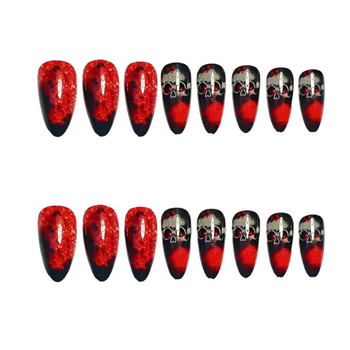 Halloween Skull Press-On Nails | Available in Yellow, Transparent | Glue-Free Application in Minutes for Parties and Nights Out