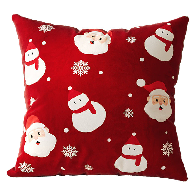 Velvet Christmas Pillow Cover with Plush Tree and Santa Print | Hidden Zipper, Colorfast Finish | Holiday Sofa Decorations
