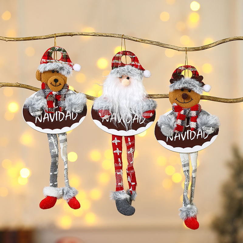 Hanging Snowman Figure in Fabric and Felt | Long Dangling Legs and a Cozy Hat | Shelf and Christmas Tree Decorations
