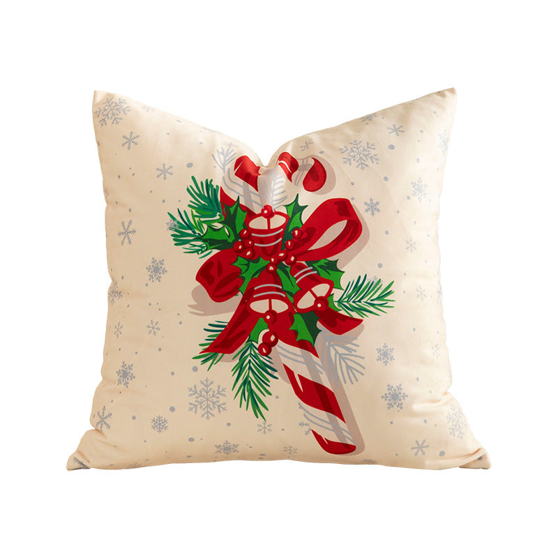 Patchwork Pillow Cover for Christmas Decorations with Bauble and Santa Hat Print | Machine Washable, Hidden Zipper | Six Designs