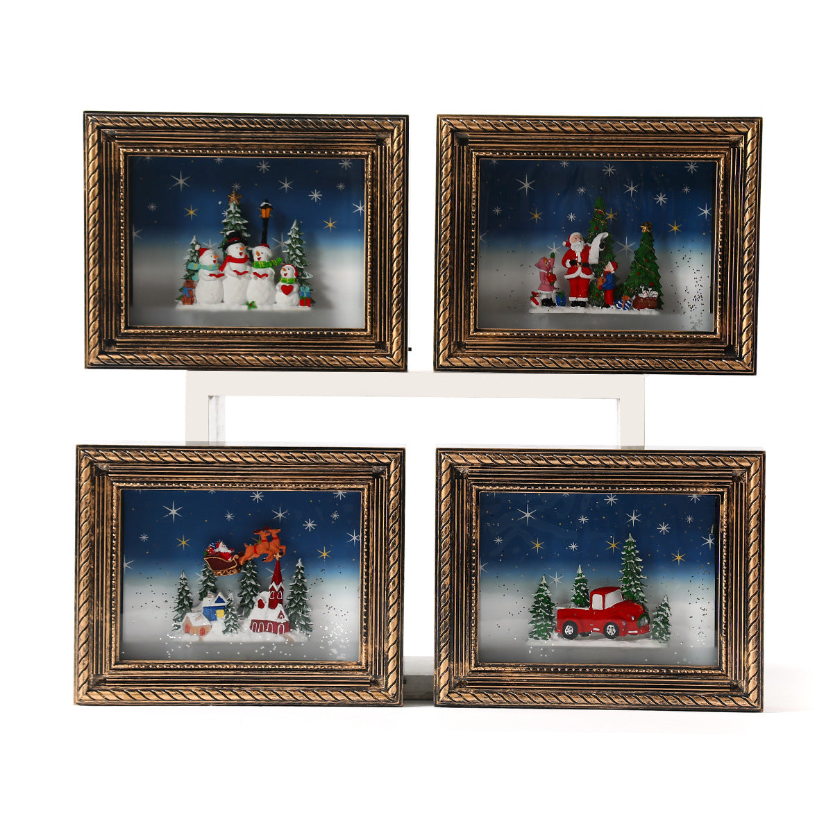 Lighted Picture Frame with a Christmas Village Scene | Snowy Truck and Cottage Designs | Warm Glow for Shelf and Mantel Displays