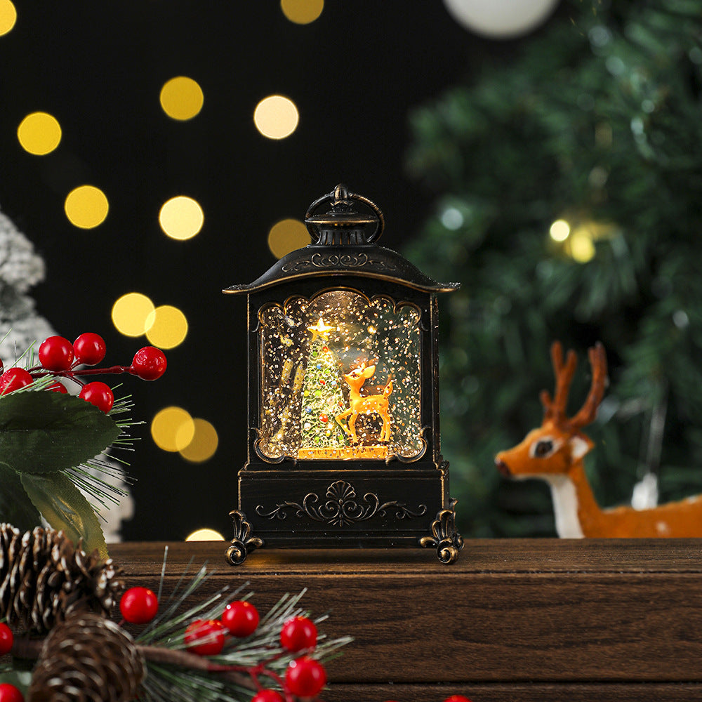 Christmas Snowman Lantern with a Glitter Filled Dome | Battery Powered, No Cables Needed | Warm LED Glow for Mantel Decor