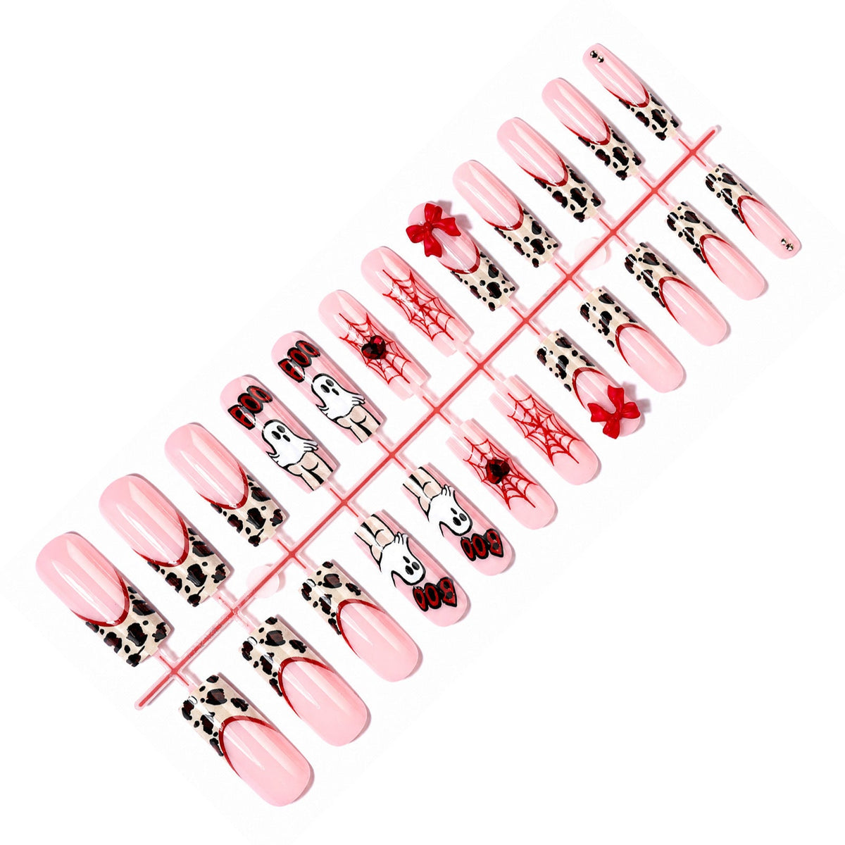 Halloween Ghost Press-On Nails | Available in Red | Glue-Free Application in Minutes for Parties and Nights Out