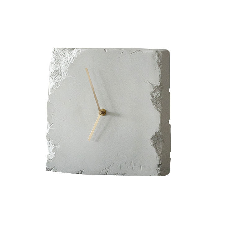 Square Wall Clock with a Textured Black or White Face | Silent Movement for a Bedroom or Study | Light to Hang