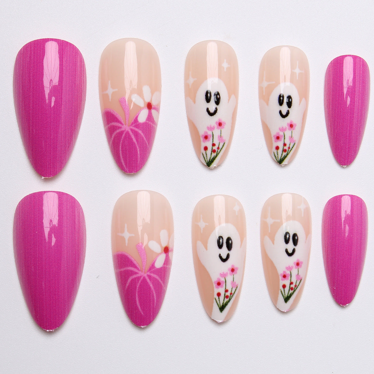 Halloween Ghost Press-On Nails | Available in White | Glue-Free Application in Minutes for Parties and Nights Out