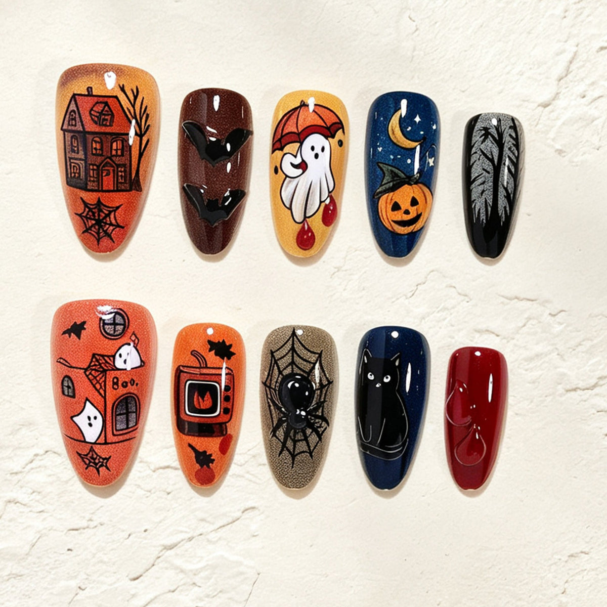 Halloween Press-On Nails | Available in Nackt, Boxed | Glue-Free Application in Minutes for Parties and Nights Out