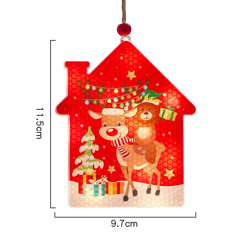 Light Up Snowman Christmas Ornaments with Star, House and Stocking Shapes | Wooden Hanging Decor on a Cord | Warm Indoor Glow