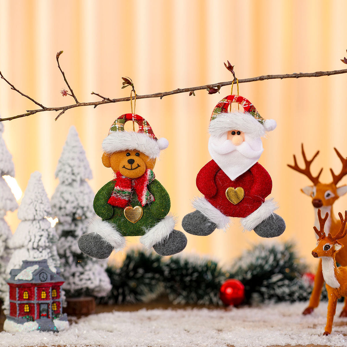 Plush Santa Ornament with Heart Accent and Festive Hat | Soft Durable Character Decor | Christmas Tree Decorations Indoor