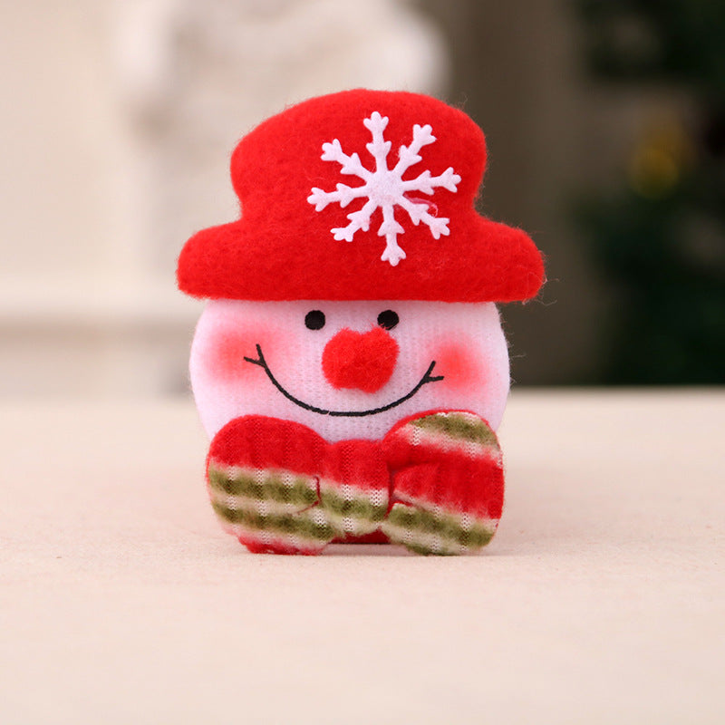 Soft Felt Santa Figurine with a Snowflake Hat | Shelf and Mantel Christmas Decorations | Cheerful Smile, Fluffy Beard
