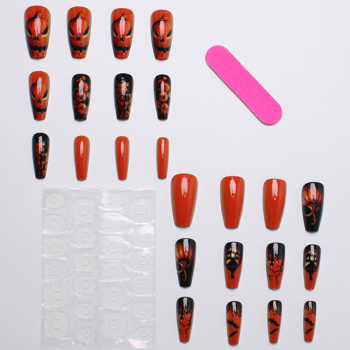 Halloween Neon Press-On Nails | Available in Red | Glue-Free Application in Minutes for Parties and Nights Out