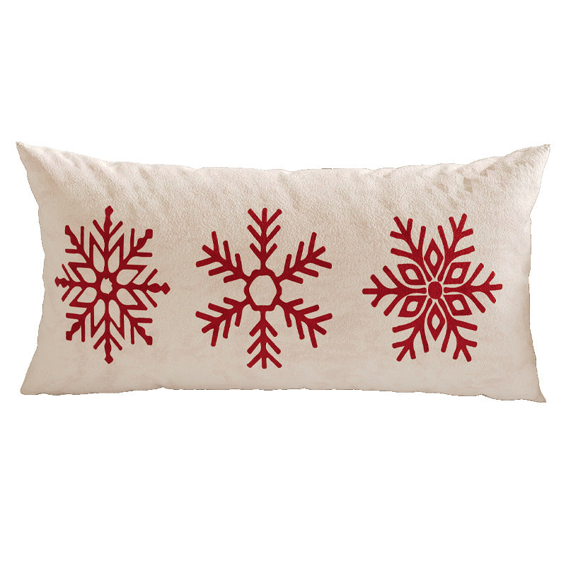 Lumbar Pillow Cover for Christmas Decorations with Snowflake and Merry Lettering | Insert Sold Separately | Four Designs, Two Sizes