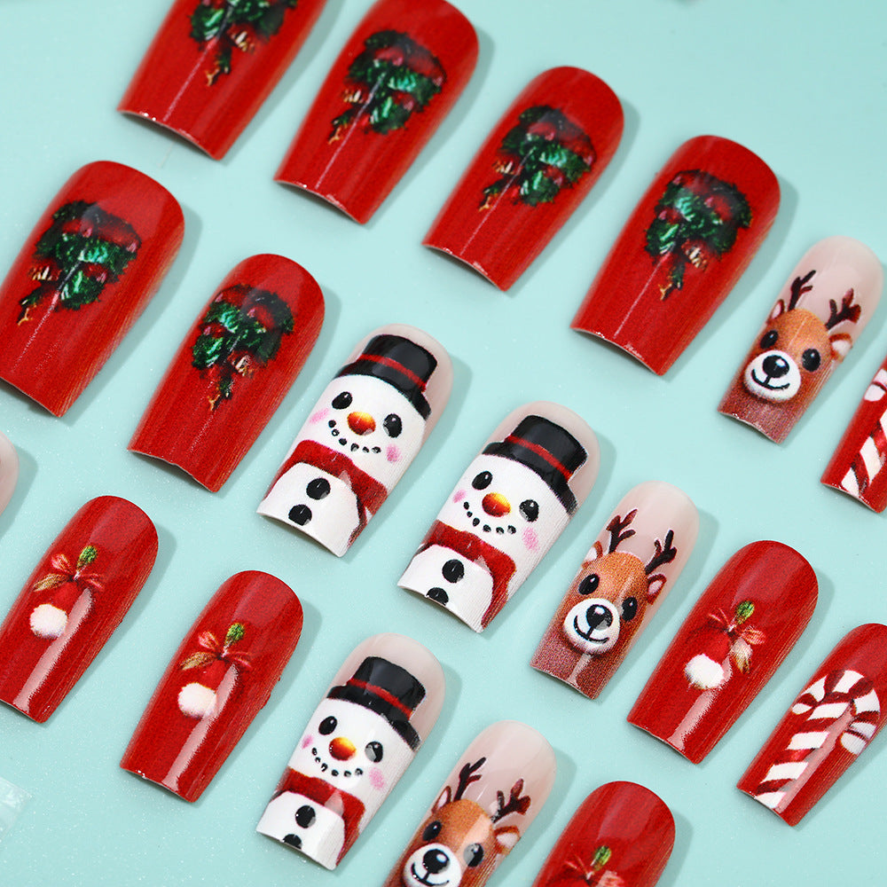 Snowman and Reindeer Nails for Christmas | Press On Nail Designs with Winter Motifs | Festive Manicure for Parties