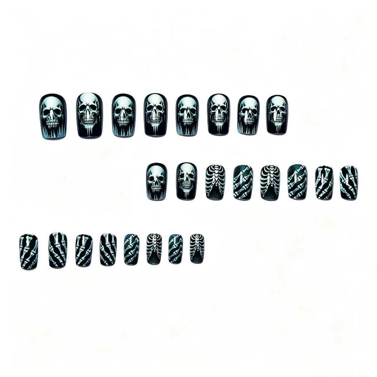 Halloween Skull Gothic Press-On Nails | Available in Jelly | Glue-Free Application in Minutes for Parties and Nights Out