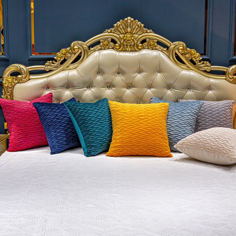 Textured Wave Decorative Pillow Covers with Machine-Washable Fabric | Square Accent for Sofa or Bed | 9 Colors