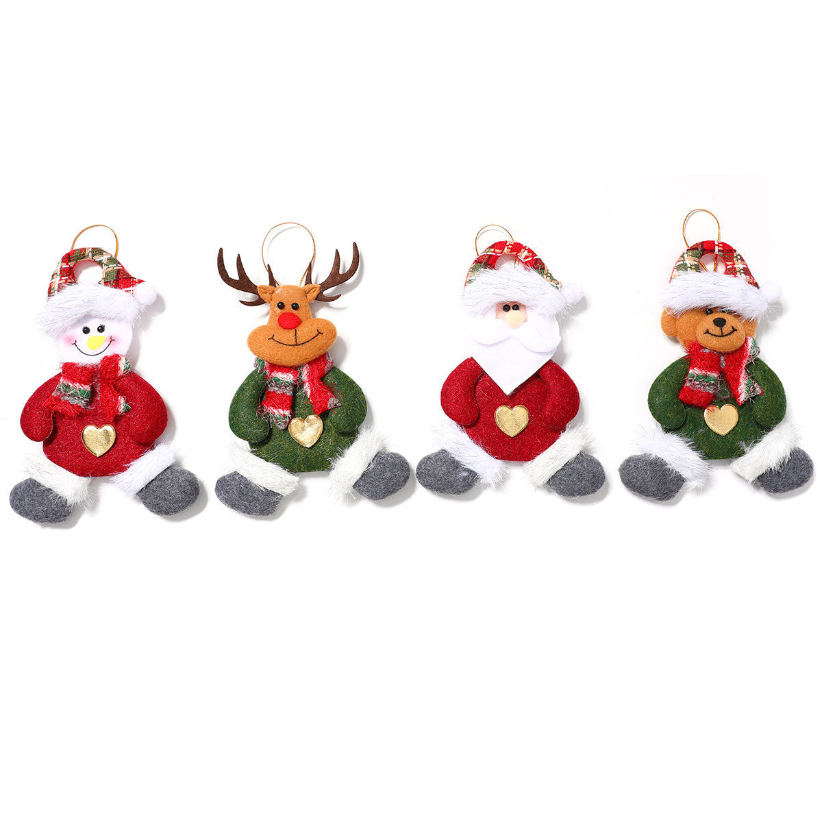 Plush Santa Ornament with Heart Accent and Festive Hat | Soft Durable Character Decor | Christmas Tree Decorations Indoor