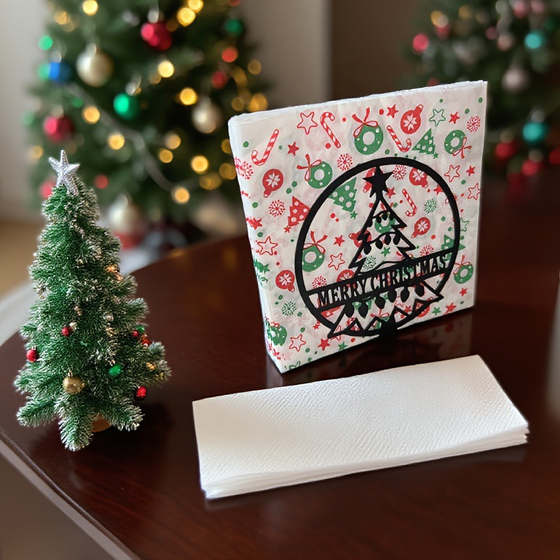 Christmas Napkin Holder with Tree Motif | Festive Table Decorations for Family Dinners | Detailed Holiday Accent