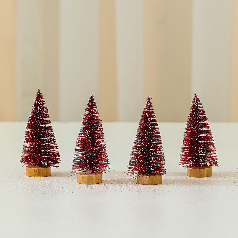 Mini Christmas Tree Set with Snow Tipped Branches | Graded Color Finish | Mantel, Desk and Table Displays