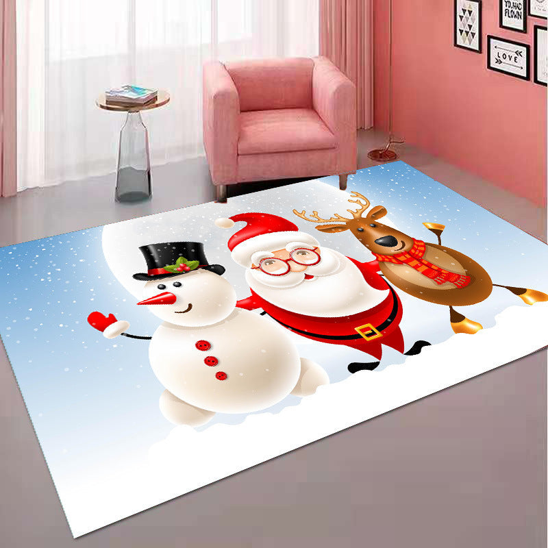 Christmas Rug with Santa, Reindeer and Snowman Print | Non-Slip Backing for Busy Rooms | 10 Sizes and 4 Designs
